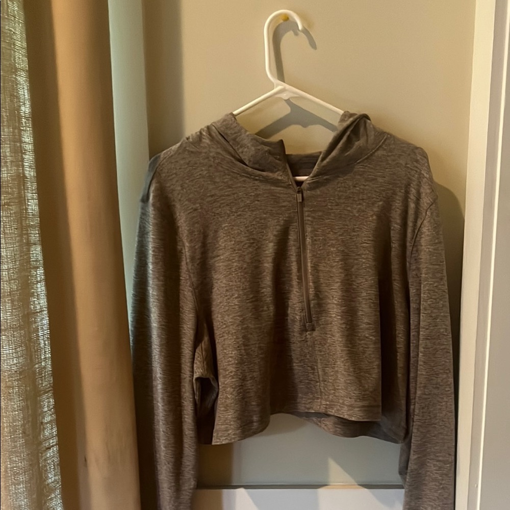 Gray/tan Women's Cropped Hoodie